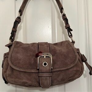 Authentic Miu Miu Vintage Gray Small Suede Shoulder Bag